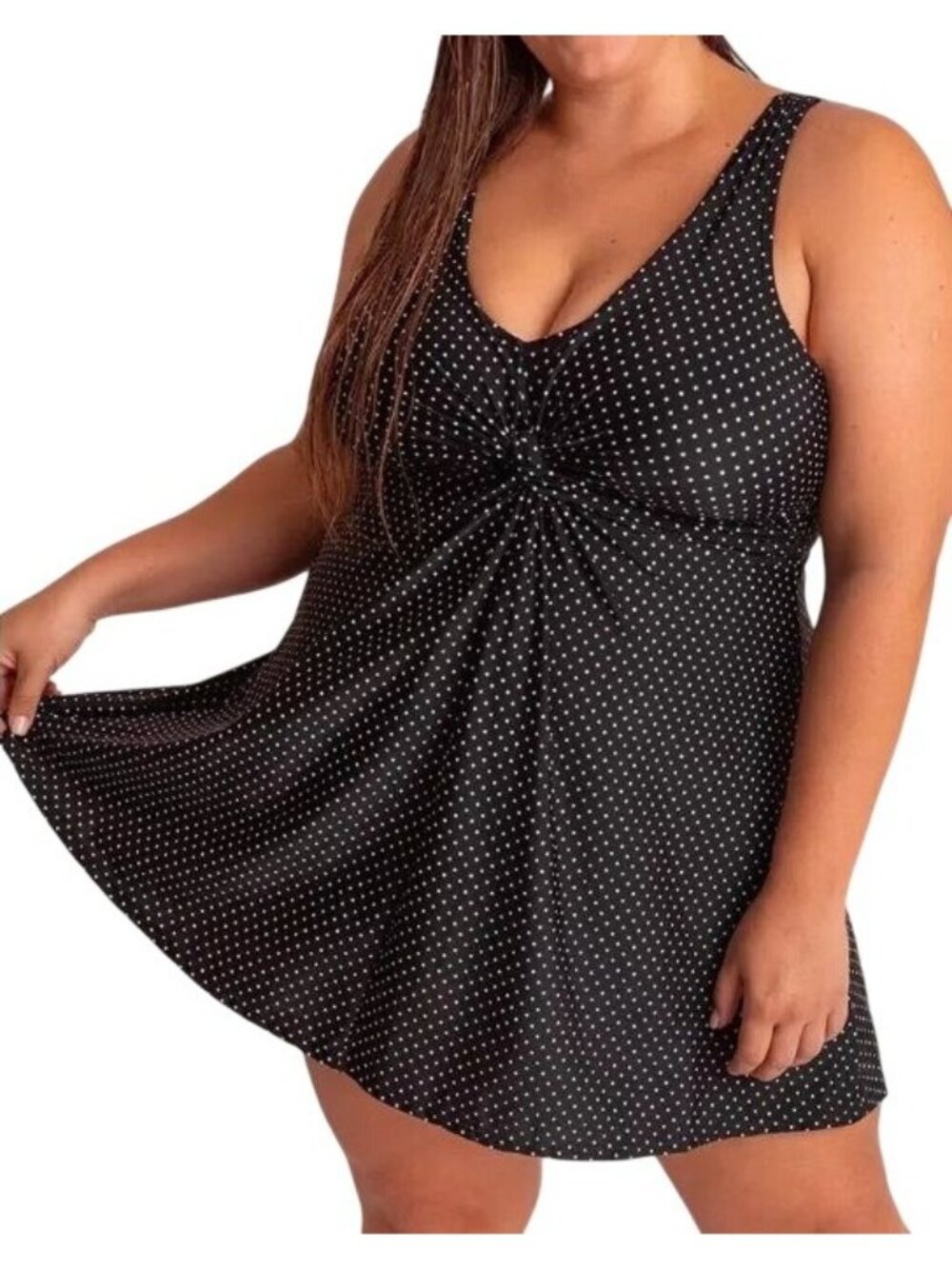 Shapermint Empetua Essentials Polka Dot Knot Front Swim Dress 4XL